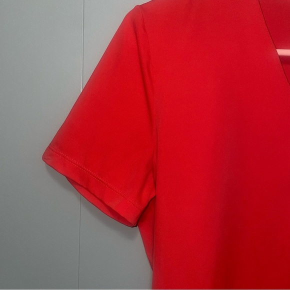Vintage Giorgio Fiorelli Red V Neck Nylon Short Sleeve Shirt Small - Picture 3 of 4